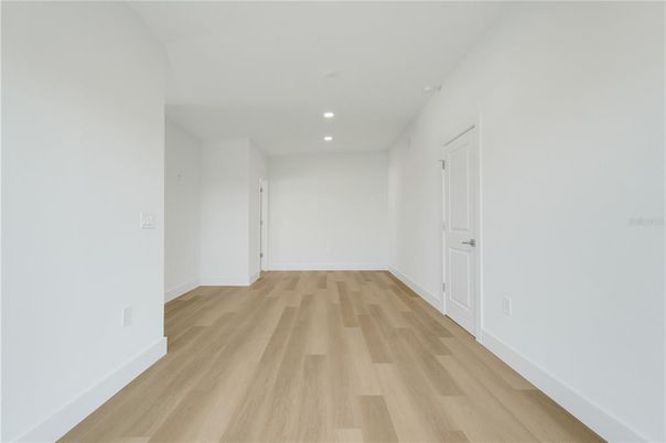 Empty room, Interior, Recessed Lighting, Wood Texture Flooring