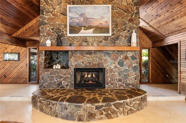 Fireplace, Interior, Stone Walls, Wooden Ceilings, Wooden Walls