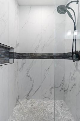Bathroom, Glass Shower, Interior, Marble Walls