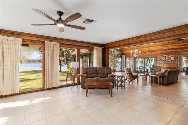 Chandelier, Interior, Living room, Wooden Walls