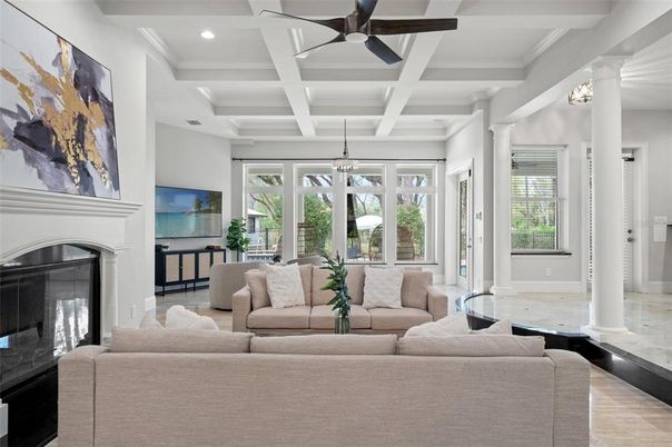 Fireplace, Interior, Living room, Recessed Lighting
