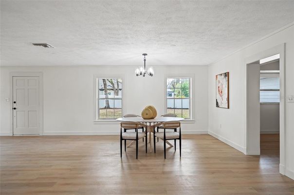 Chandelier, Dining room, Interior, Wood Texture Flooring