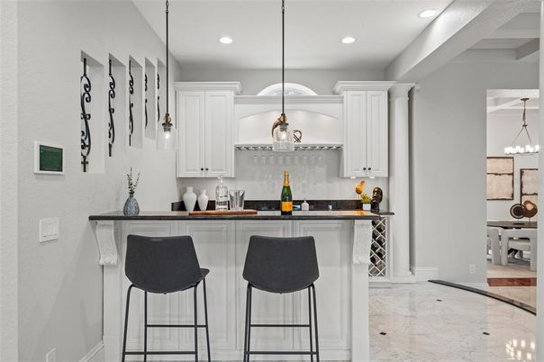 Interior, Kitchen, Marble, Pendant Lights, Recessed Lighting