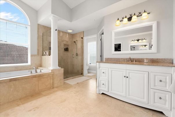 Bathroom, Glass Shower, Interior, Recessed Lighting