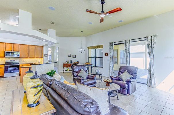 Dining room, Interior, Kitchen, Living room, Pendant Lights, Stainless Steel Appliances