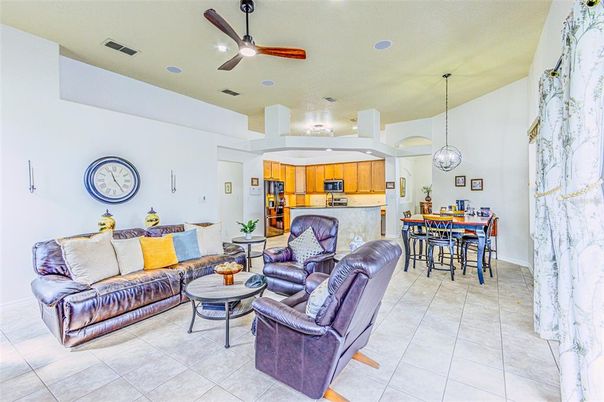 Dining room, Interior, Kitchen, Living room, Pendant Lights, Stainless Steel Appliances