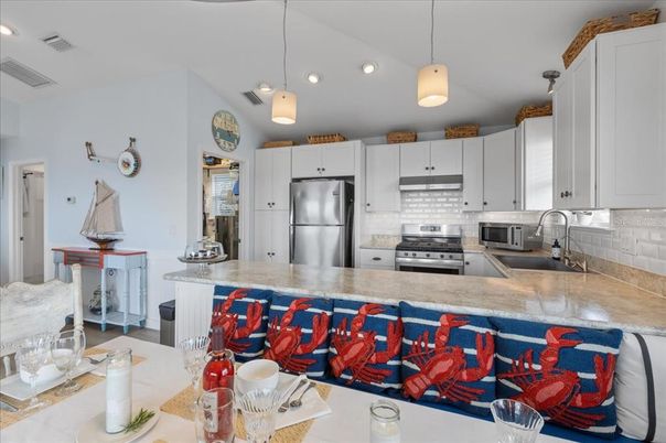 Interior, Kitchen, Pendant Lights, Recessed Lighting, Stainless Steel Appliances
