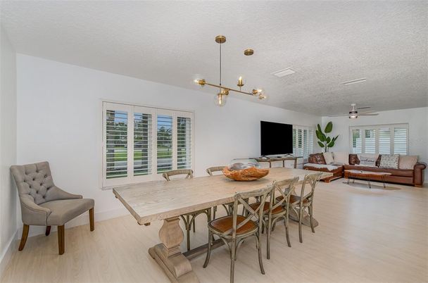 Dining room, Interior, Living room, Pendant Lights, Wood Texture Flooring