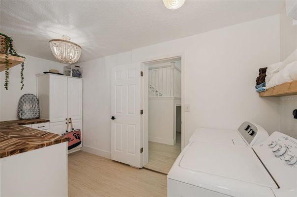 Chandelier, Interior, Washer, Wood Texture Flooring