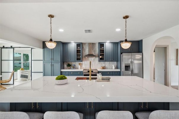 Interior, Kitchen, Pendant Lights, Recessed Lighting, Stainless Steel Appliances