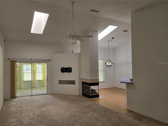Empty room, Fireplace, Interior, Pendant Lights