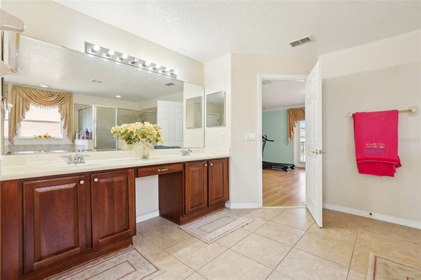 Bathroom, Dual Sink Vanities, Interior, Wood Texture Flooring
