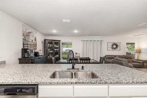 Dining room, Interior, Kitchen, Living room, Recessed Lighting