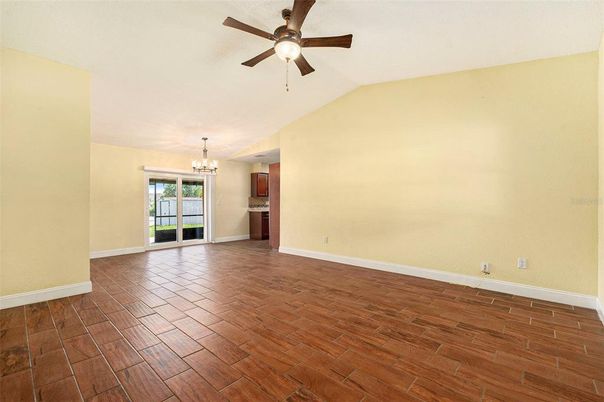 Chandelier, Empty room, Interior, Wood Texture Flooring