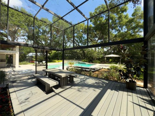 Glass Ceilings, Interior, Pool, Sun Room, Wood Texture Flooring