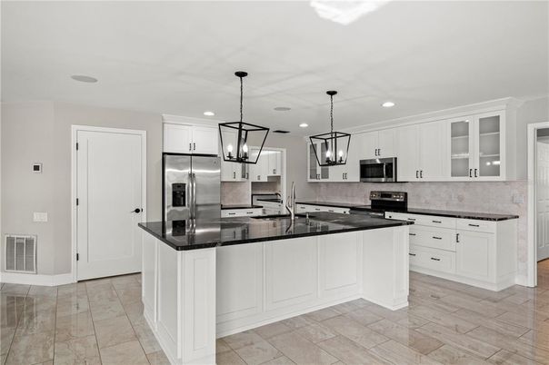 Interior, Kitchen, Pendant Lights, Recessed Lighting, Stainless Steel Appliances