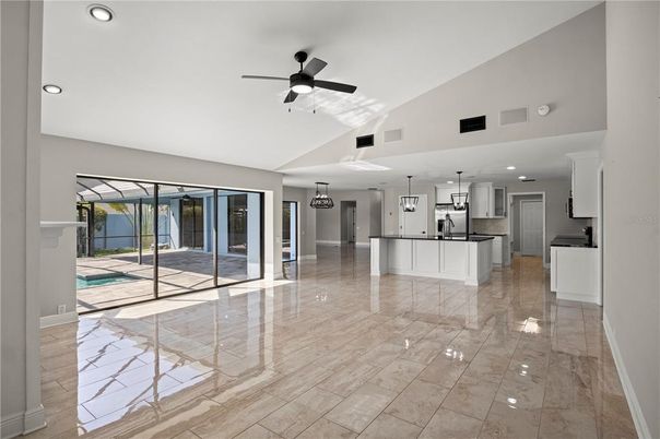 Chandelier, Interior, Kitchen, Pendant Lights, Recessed Lighting, Stainless Steel Appliances