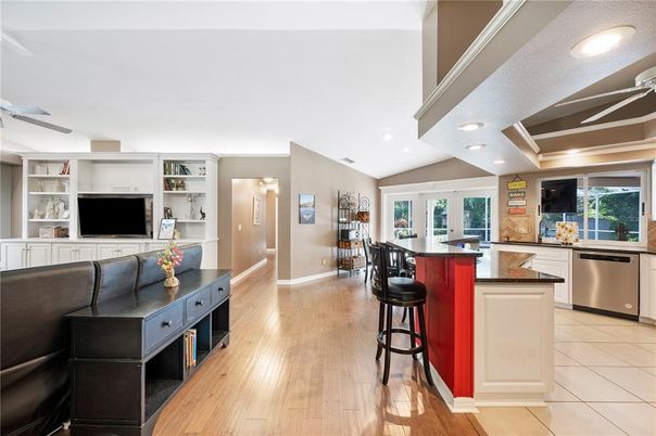 Interior, Kitchen, Recessed Lighting, Wood Texture Flooring