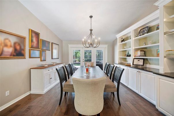 Chandelier, Dining room, Interior, Wood Texture Flooring