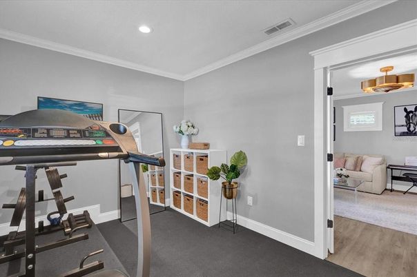 Fitness Equipment, Interior, Recessed Lighting, Wood Texture Flooring