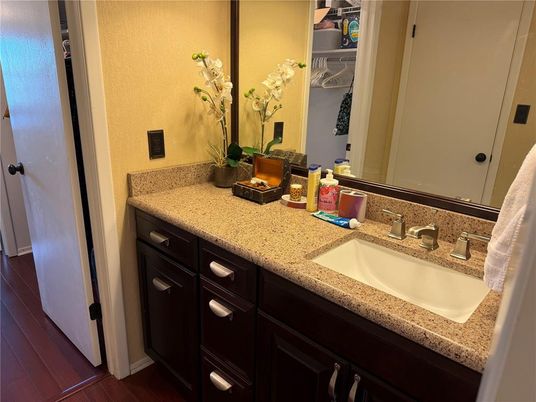 Bathroom, Dual Sink Vanities, Interior, Wood Texture Flooring