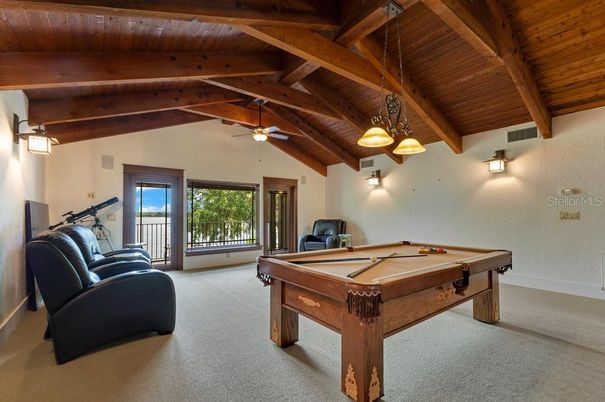 Billiard Table, Game Room, Interior, Wooden Beams, Wooden Ceilings