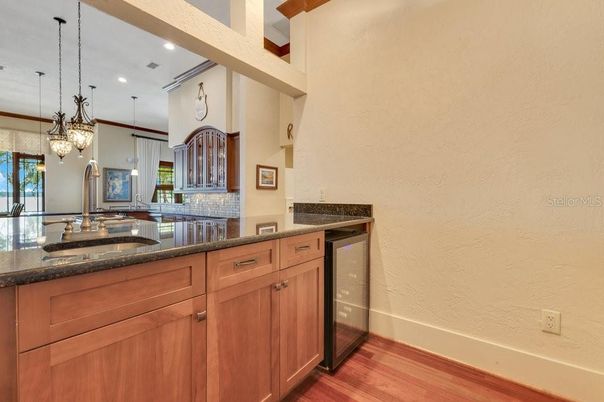 Interior, Kitchen, Pendant Lights, Recessed Lighting, Wood Texture Flooring