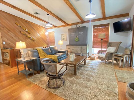 Interior, Living room, Pendant Lights, Wooden Beams, Wood Texture Flooring