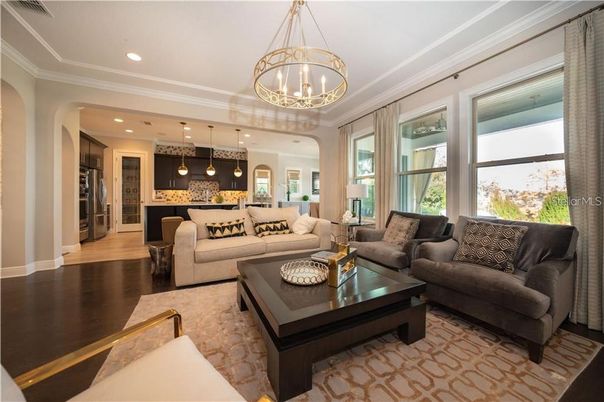 Interior, Kitchen, Living room, Pendant Lights, Recessed Lighting, Wood Texture Flooring