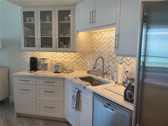 Interior, Kitchen, Stainless Steel Appliances, Wood Texture Flooring