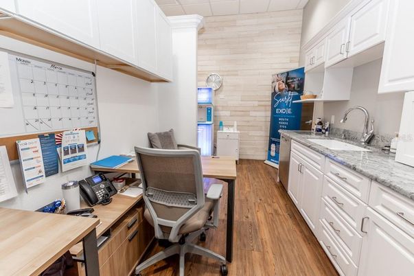 Home Office, Interior, Stone Walls, Wood Texture Flooring