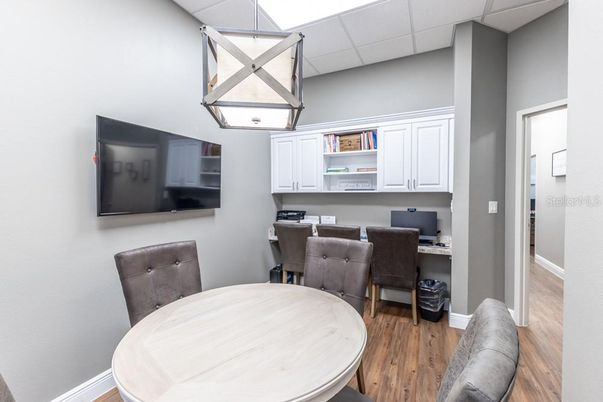 Home Office, Interior, Pendant Lights, Wood Texture Flooring