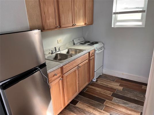 Interior, Kitchen, Washer, Wood Texture Flooring