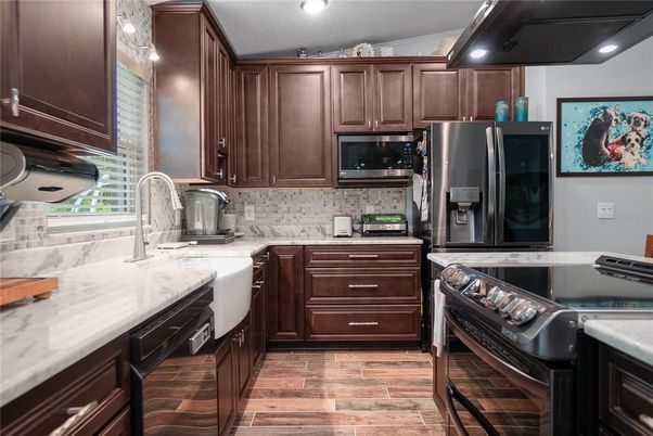 Interior, Kitchen, Recessed Lighting, Wood Texture Flooring
