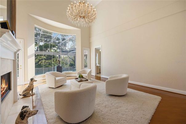 Chandelier, Fireplace, Interior, Living room, Wood Texture Flooring
