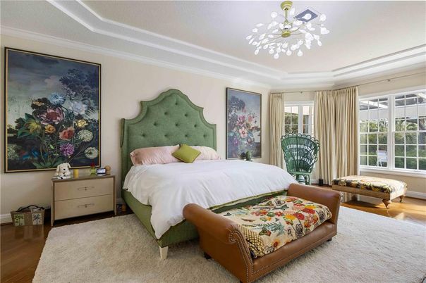 Bedroom, Interior, Pendant Lights, Wood Texture Flooring