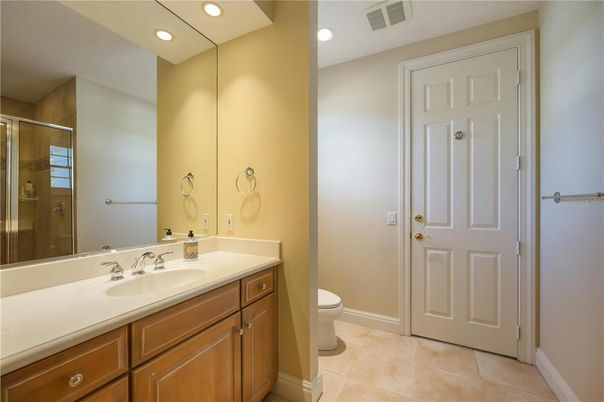 Bathroom, Glass Shower, Interior, Recessed Lighting
