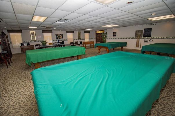 Billiard Table, Game Room, Interior, Recessed Lighting