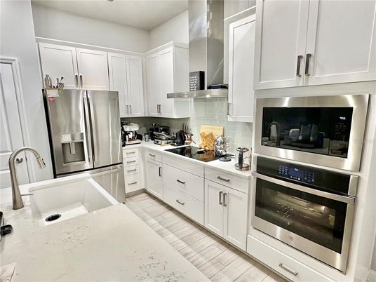 Interior, Kitchen, Stainless Steel Appliances, Wood Texture Flooring