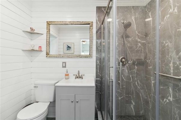 Bathroom, Glass Shower, Interior, Marble Walls