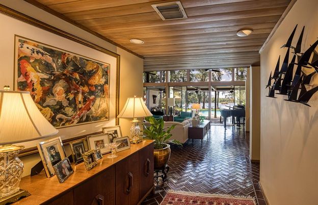 Interior, Living room, Piano, Recessed Lighting, Wooden Ceilings