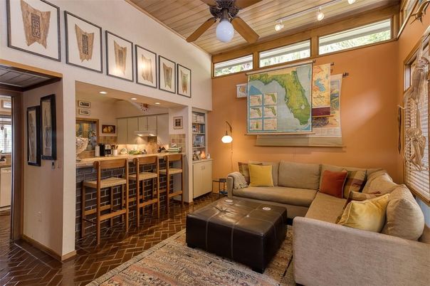 Interior, Kitchen, Living room, Recessed Lighting, Wooden Ceilings