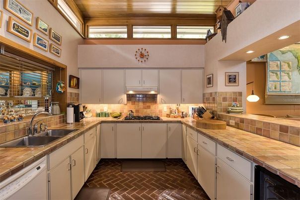Interior, Kitchen, Recessed Lighting, Tile Countertops