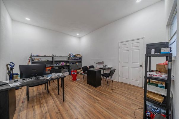 Home Office, Interior, Recessed Lighting, Wood Texture Flooring