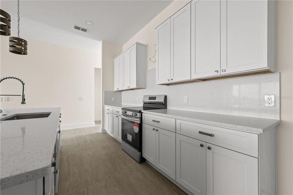 Interior, Kitchen, Pendant Lights, Recessed Lighting, Wood Texture Flooring