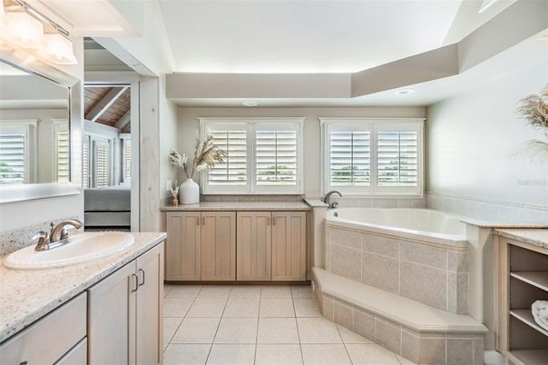 Bathroom, Interior, Recessed Lighting, Wooden Ceilings