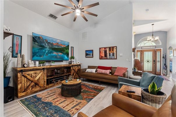 Chandelier, Interior, Living room, Wood Texture Flooring