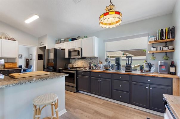 Interior, Kitchen, Recessed Lighting, Wood Texture Flooring