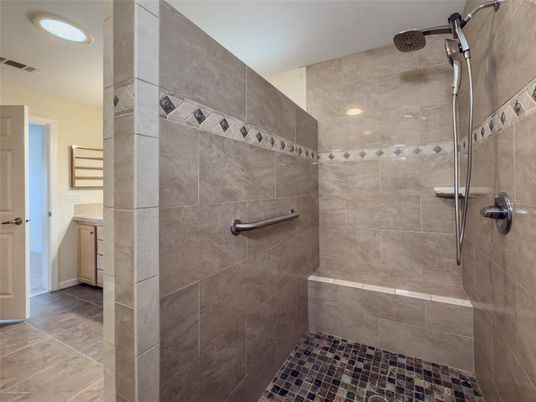 Bathroom, Glass Shower, Interior, Recessed Lighting
