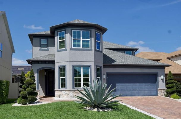 Attached, Exterior, Facade, Mediterranean